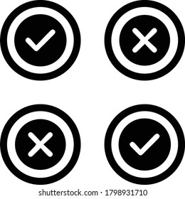 Accept or reject sign black icon