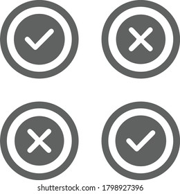 Accept or reject sign gray icon