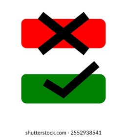 Aceitar ou rejeitar, sim ou não, ícone simples com fundo branco.