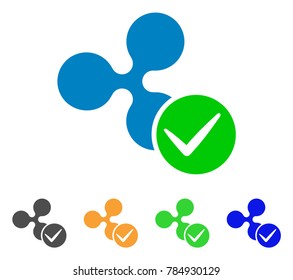 Accept Ripple icon. Vector illustration style is a flat iconic accept ripple symbol with gray, yellow, green, blue color versions. Designed for web and software interfaces.