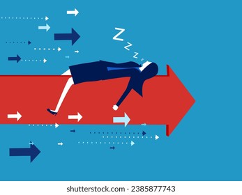 Accept the risk. Businesswoman sleeping on progressive arrow graph