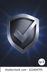 Accept shield icon. Vector