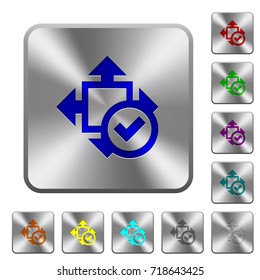 Accept size engraved icons on rounded square glossy steel buttons