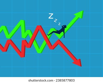 Accept the stock change. Businessman lies on the uncertainty of the up and down graph