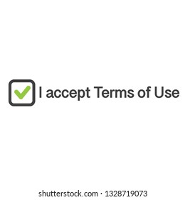 I accept terms of use web checkbox. accepting new terms, conditions, corrections in agreement, vector illustration.