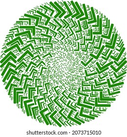 Accept tick icon twirl spheric collage. Accept tick elements are organized into round twirl mosaic structure. Abstraction round cluster collage created from regular accept tick icons.