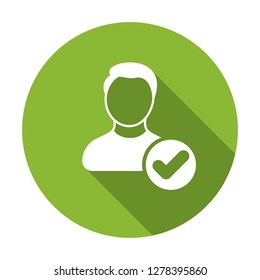 Accept user profile icon. Check account icon. Vector line