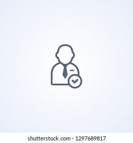 Accept user, vector best gray line icon on white background, EPS 10