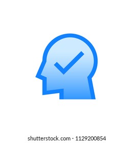 Accept user vector pictogram. Blue line icon with gradient fill of set Simple Line Filled