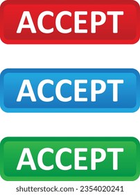 accept vector web button. Web button with action of accept. UI button concept. Vector illustration