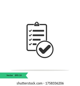 Accept, Verified, Positive, Success, Done, Approve, Confirm, Check Mark, Yes, Valid Report Icon Illustration Logo Template. Report Sign Symbol. Vector Icon EPS 10