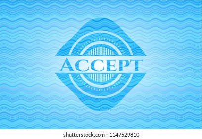 Accept water wave emblem background.