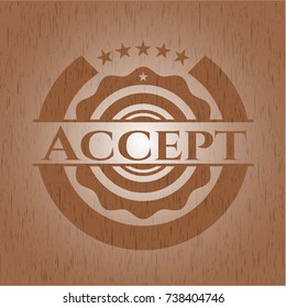 Accept wooden emblem
