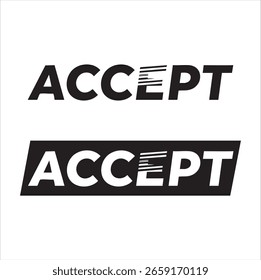 Acepte el diseño de la palabra en el fondo blanco.