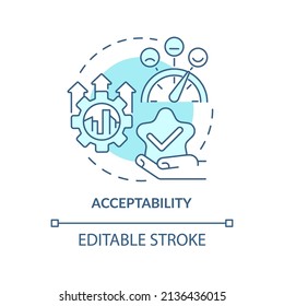 Acceptability turquoise concept icon. Sustainable management abstract idea thin line illustration. Socially acceptable. Isolated outline drawing. Editable stroke. Arial, Myriad Pro-Bold fonts used