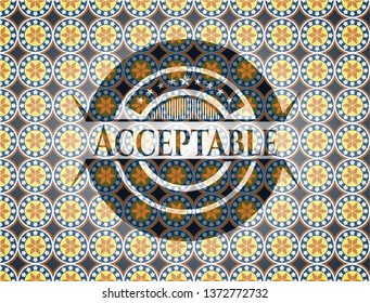 Acceptable arabic emblem background. Arabesque decoration.