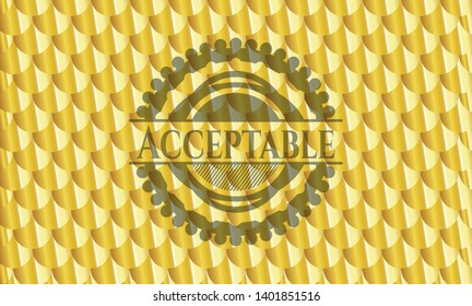 Acceptable gold badge or emblem. Scales pattern. Vector Illustration. Detailed.