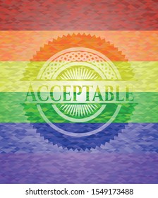 Acceptable lgbt colors emblem. Vector Illustration. Mosaic.