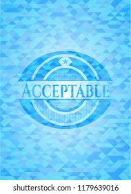 Acceptable sky blue emblem. Mosaic background