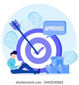 Acceptance and approval concept flat vector illustration. People character with happy feeling.