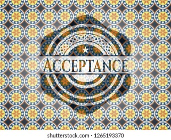 Acceptance arabesque style emblem. arabic decoration.