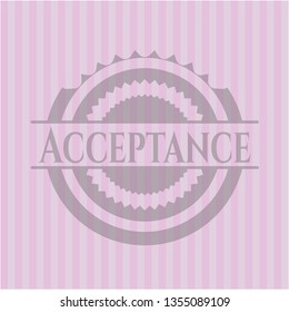 Acceptance badge with pink background