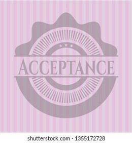 Acceptance badge with pink background