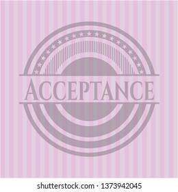 Acceptance badge with pink background