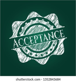 Acceptance chalk emblem written on a blackboard