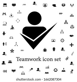 acceptance of an employee into a team icon. Teamwork icons universal set for web and mobile