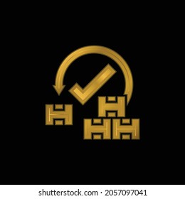 Acceptance gold plated metalic icon or logo vector