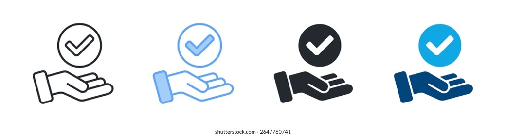 Acceptance Icon Set Multiple Style. Designed In Outline, Blue, Glyph, Dual Tone