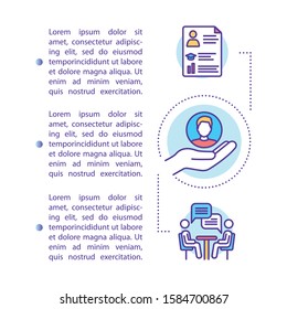 Acceptance Interview Concept Icon With Text. University Entrance. College Applicant. Job Hiring. Article Page Vector Template. Brochure, Magazine, Booklet Design Element With Linear Illustrations