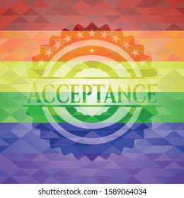 Acceptance lgbt colors emblem. Vector Illustration. Mosaic.