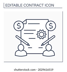 Akzeptanz Zeile Symbol.Akt der Zustimmung zu einem Angebot, Plan oder Einladung. Abkommen. Vertragskonzept. Einzige Vektorgrafik. Bearbeitbarer Hub