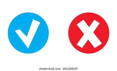Botones de símbolo de aceptación y rechazo para el voto, elección de elección. Ilustración vectorial aislada en el fondo blanco