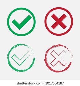 Acceptance and rejection symbol. Chekmarks