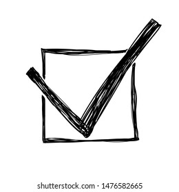 Acceptance symbol grunge hand drawn vector illustration