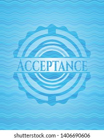 Acceptance water wave representation emblem. Vector Illustration. Detailed.
