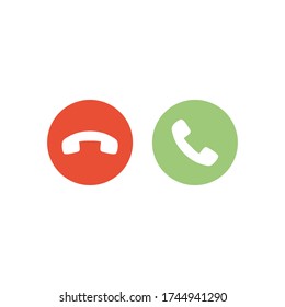 Acepta/contesta la llamada telefónica y rechaza los botones de llamada telefónica.  Iconos de la ilustración del vector.