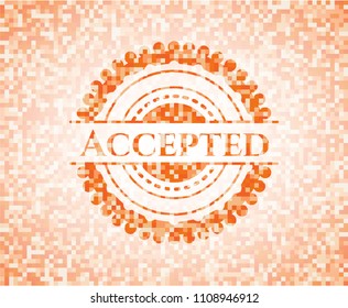 Accepted abstract orange mosaic emblem