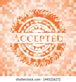 Accepted abstract orange mosaic emblem
