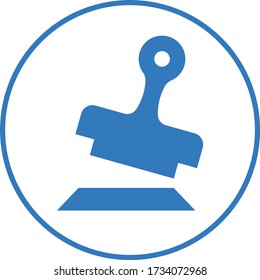 Accepted, approved, stamp icon / blue color
