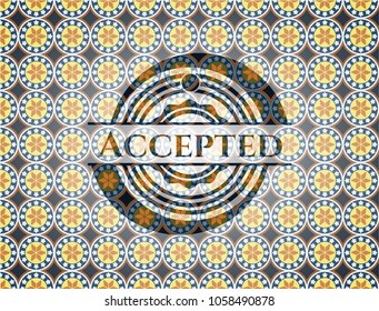   Accepted arabic badge. Arabesque decoration.