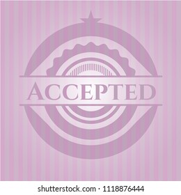 Accepted badge with pink background