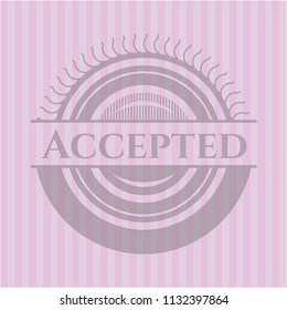 Accepted badge with pink background