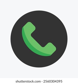 Accepted Call Icon With Black Blackground, for design elemment or icons 