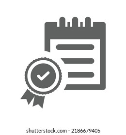 Accepted, certificate icon. Gray vector graphics.