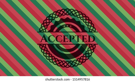Accepted christmas colors style badge. Vector Illustration. Detailed.