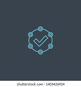 accepted concept blue line icon. Simple thin element on dark background. accepted concept outline symbol design. Can be used for web and mobile UI/UX